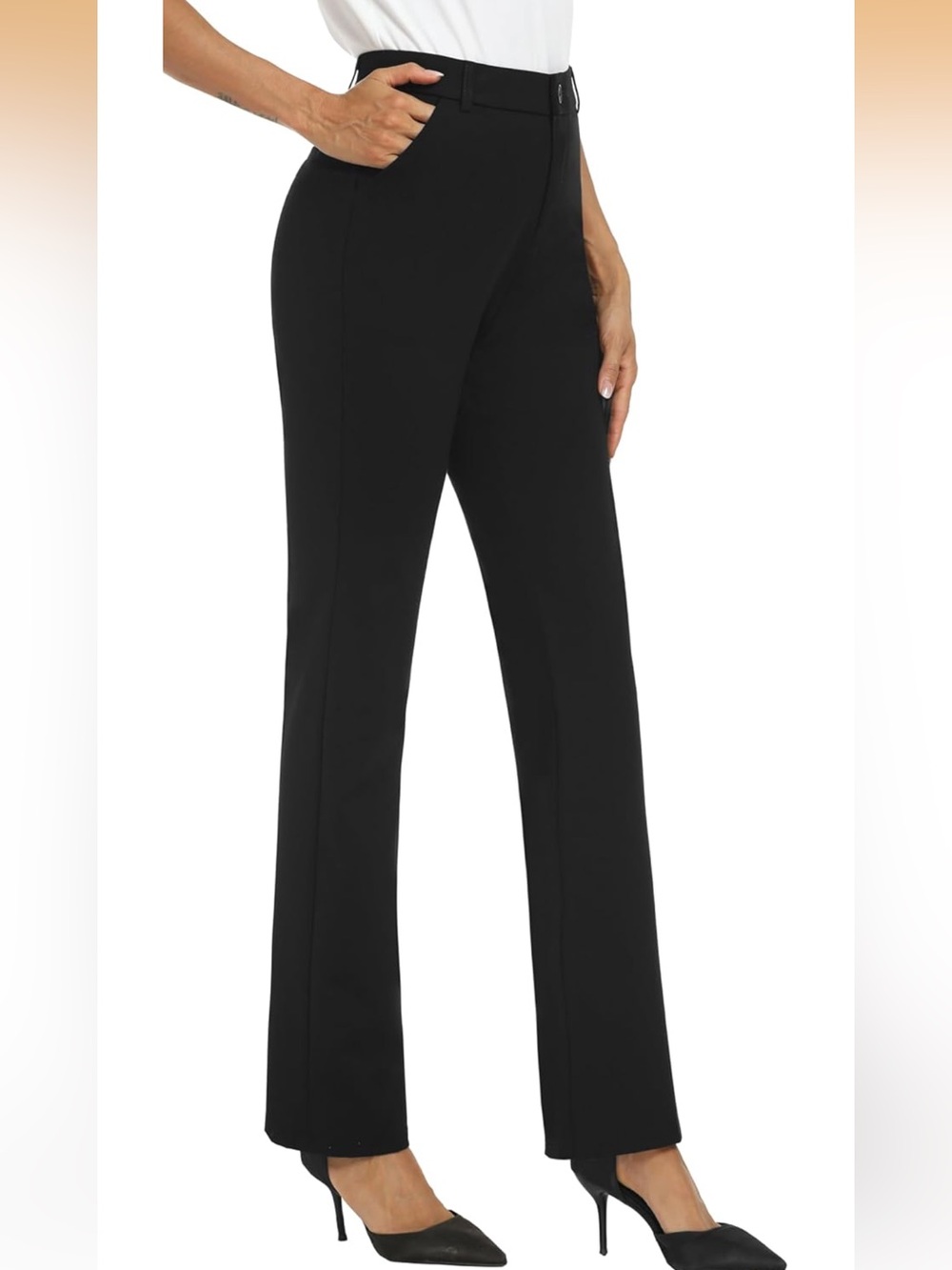 Stretchy Straight Leg Dress Work Pants Business Office Casual Slacks Pockets 12